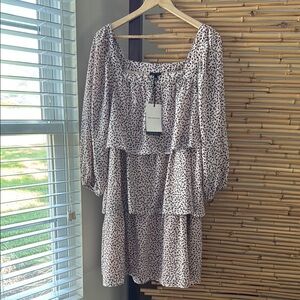 WHO WHAT WEAR Elegant Black and White Patterned Dress NWT